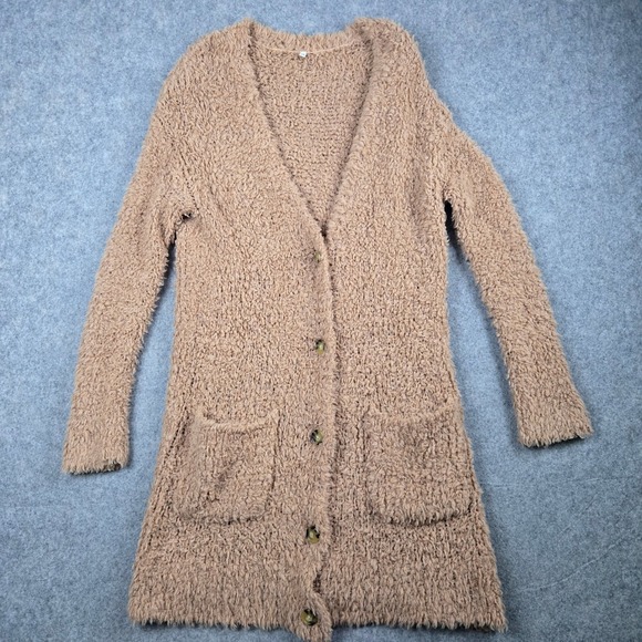 R13 Sweaters - R13 Teddy Bear Cardigan Womens XS Oatmeal Brown Fuzzy Wool Blend Longline Grunge